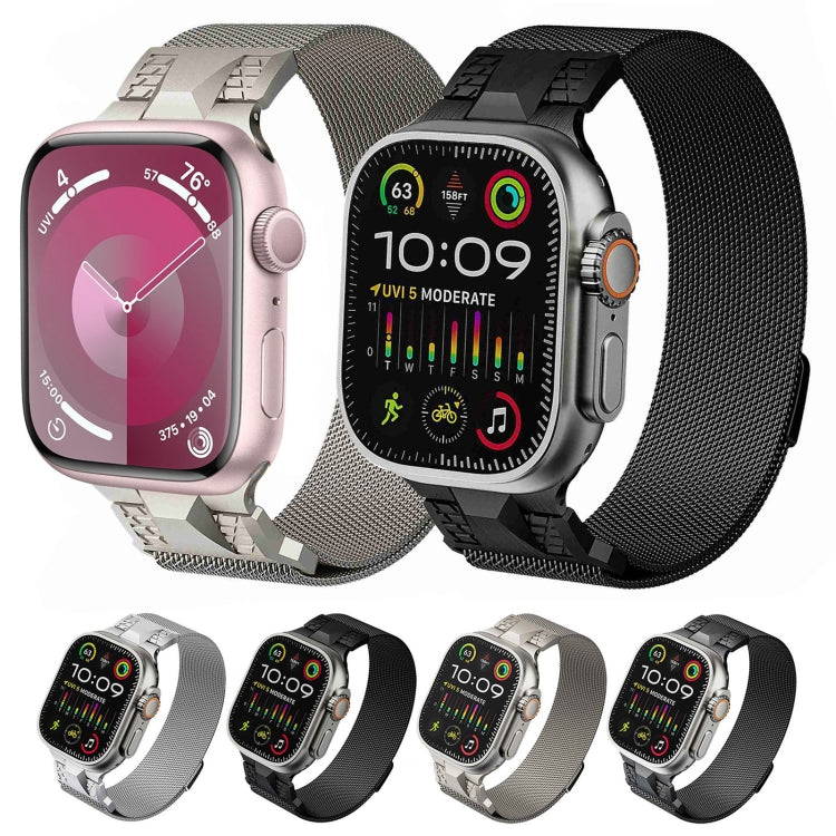 Rynx | For Apple Watch Series 7 45mm Mecha Style Milanese Metal Bracelet (Titanium Grey)