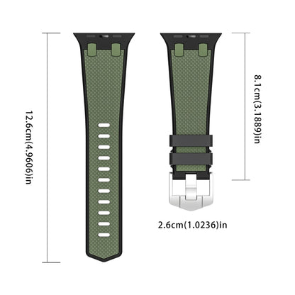 Rynx | For Apple Watch Series 9 45mm Oak Silicone Watch Band (Black Army Green)