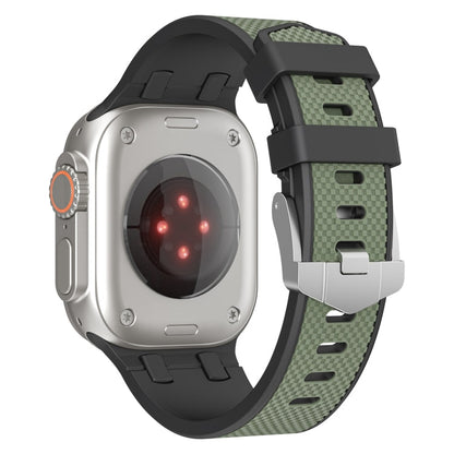 Rynx | For Apple Watch Series 9 45mm Oak Silicone Watch Band (Black Army Green)