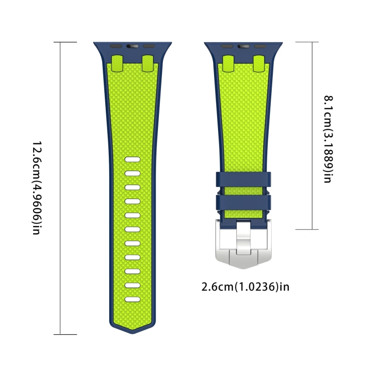 Rynx | For Apple Watch Series 8 45mm Oak Silicone Watch Strap (Blue Lime)