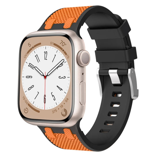 Rynx | For Apple Watch SE 2022 44mm Oak Silicone Watch Strap (Black Orange)