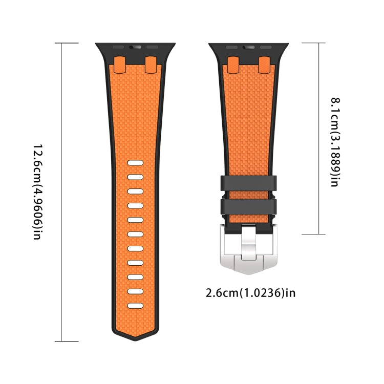 Rynx | For Apple Watch SE 2022 44mm Oak Silicone Watch Strap (Black Orange)