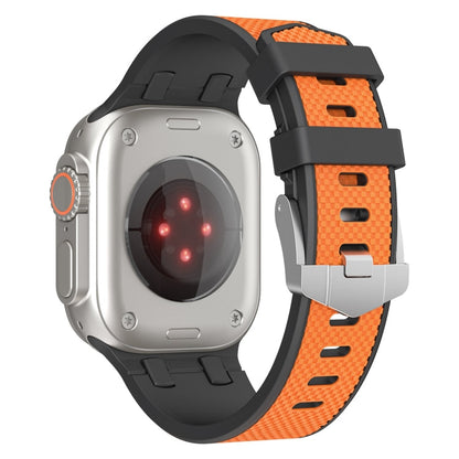 Rynx | For Apple Watch SE 2022 44mm Oak Silicone Watch Strap (Black Orange)