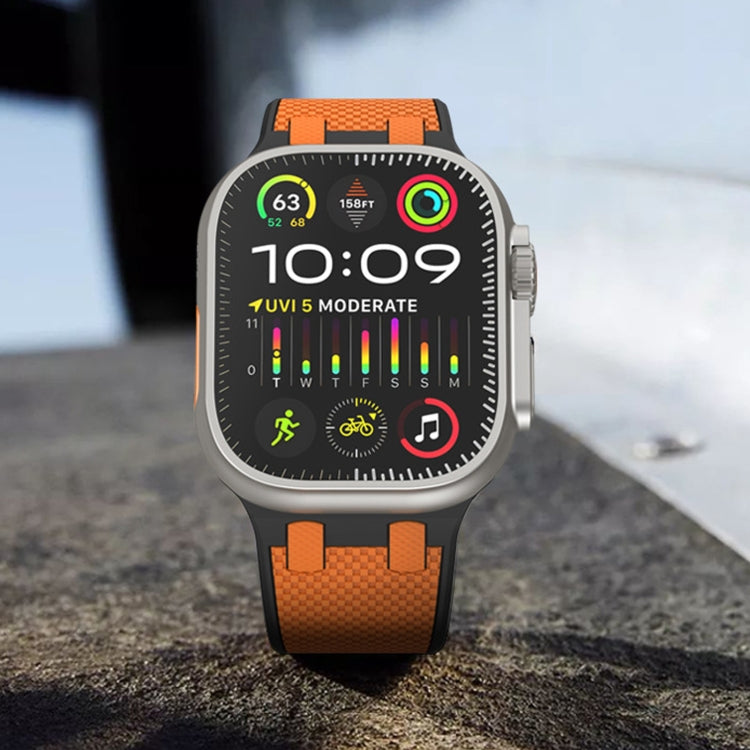 Rynx | For Apple Watch SE 2022 44mm Oak Silicone Watch Strap (Black Orange)