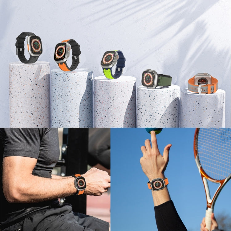 Rynx | For Apple Watch Series 9 45mm Oak Silicone Watch Band (Black Army Green)