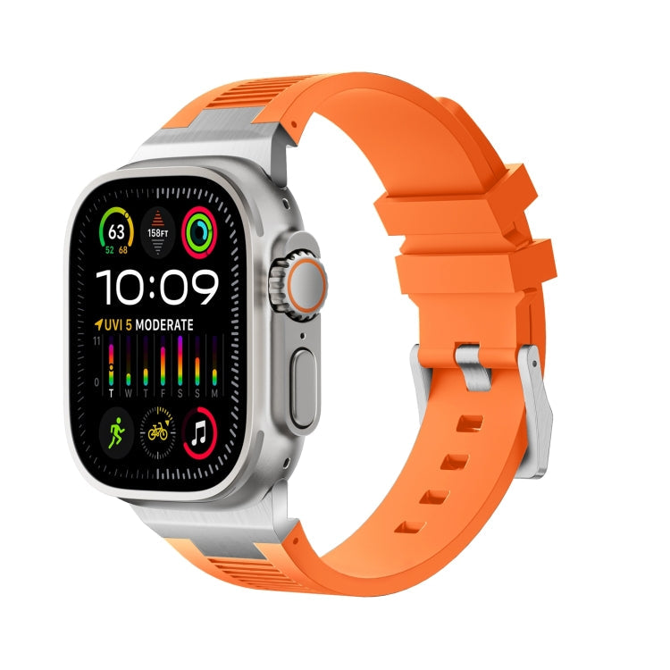 Rynx | For Apple Watch Ultra 2 49mm Loners Liquid Silicone Watch Strap (Silver Orange)