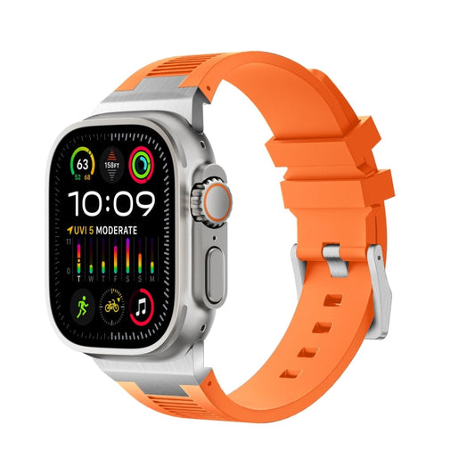 Rynx | For Apple Watch Ultra 2 49mm Loners Liquid Silicone Watch Strap (Silver Orange)