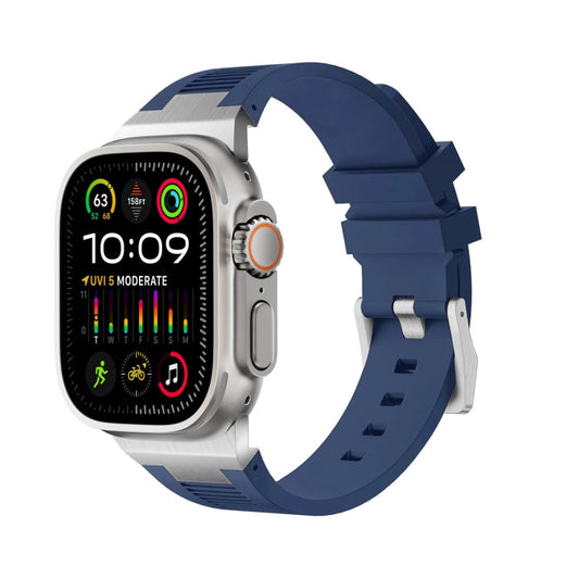 Rynx | For Apple Watch Ultra 2 49mm Loners Liquid Silicone Watch Strap (Silver Midnight Blue)