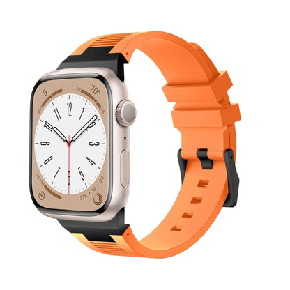 Rynx | For Apple Watch SE 2023 44mm Loners Liquid Silicone Watch Strap (Black Orange)