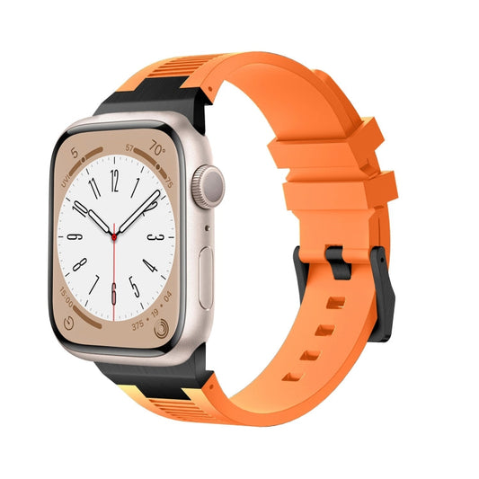 Rynx | For Apple Watch SE 2023 44mm Loners Liquid Silicone Watch Strap (Black Orange)