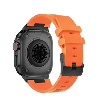 Rynx | For Apple Watch SE 2023 44mm Loners Liquid Silicone Watch Strap (Black Orange)