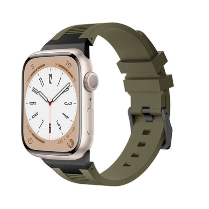 Rynx | For Apple Watch Series 9 45mm Loners Liquid Silicone Watch Strap (Black Green)