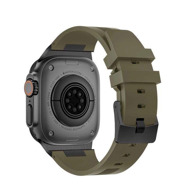 Rynx | For Apple Watch Series 9 45mm Loners Liquid Silicone Watch Strap (Black Green)