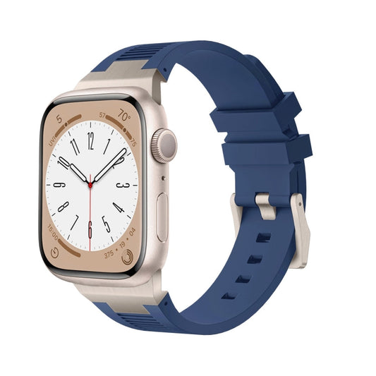 Rynx | For Apple Watch Series 9 45mm Loners Liquid Silicone Watch Strap (Titanium Midnight Blue)
