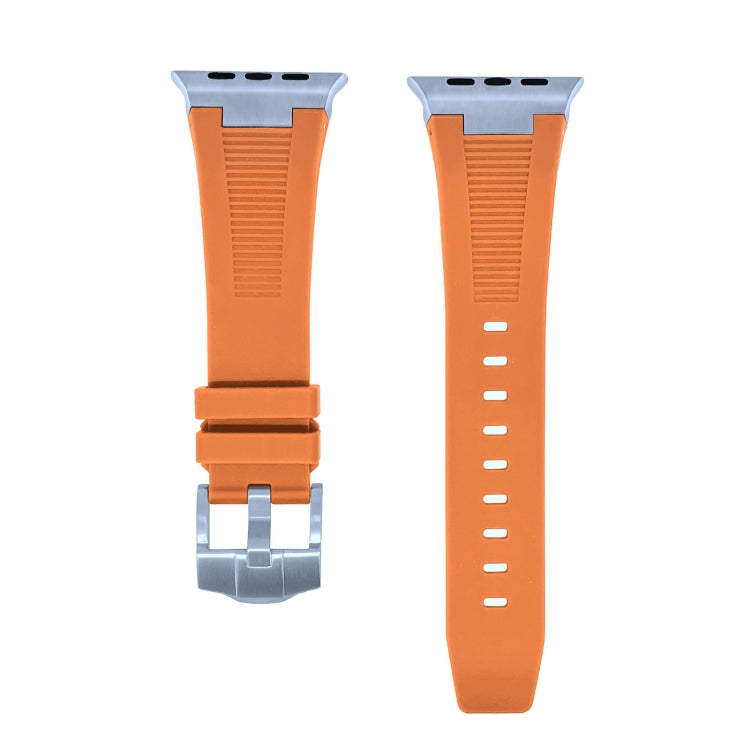 Rynx | For Apple Watch Series 9 45mm Loners Liquid Silicone Watch Band (Silver Orange)