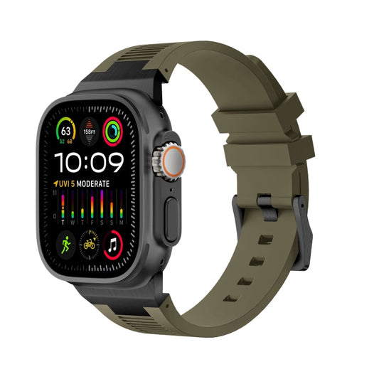 Rynx | For Apple Watch Ultra 49mm Loners Liquid Silicone Watch Band (Black Green)
