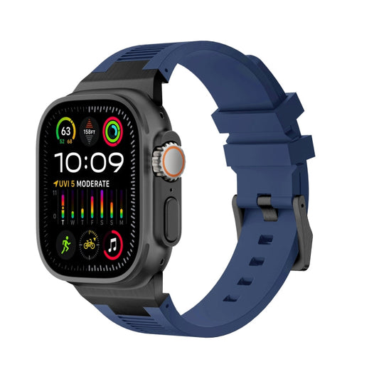 Rynx | For Apple Watch Ultra 49mm Loners Liquid Silicone Watch Band (Black Midnight Blue)