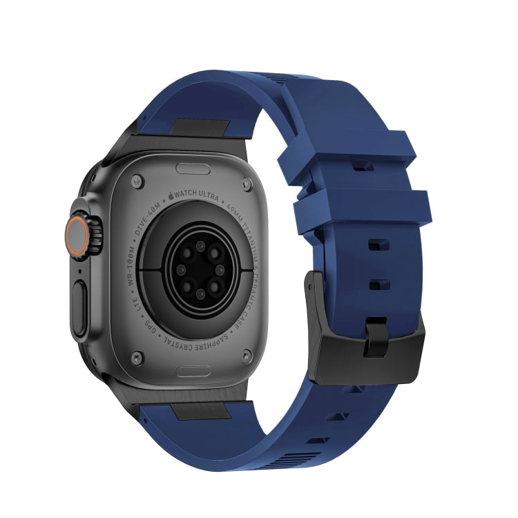 Rynx | For Apple Watch Ultra 49mm Loners Liquid Silicone Watch Band (Black Midnight Blue)