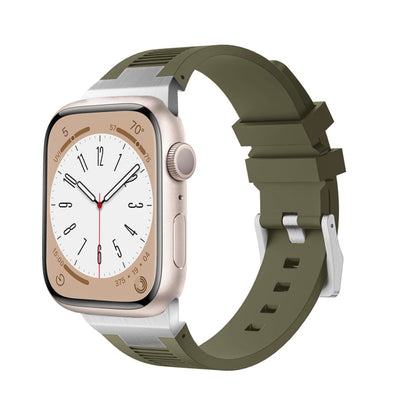Rynx | For Apple Watch Series 3 42mm Loners Liquid Silicone Watch Strap (Silver Green)