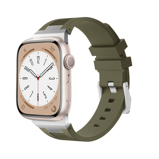 Rynx | For Apple Watch Series 3 42mm Loners Liquid Silicone Watch Strap (Silver Green)