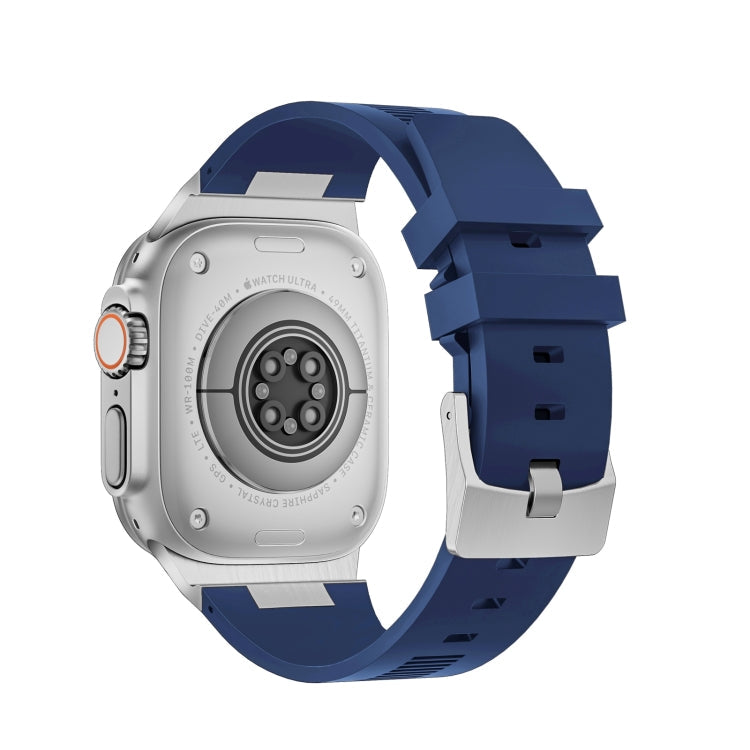 Rynx | For Apple Watch Series 3 42mm Loners Liquid Silicone Watch Band (Silver Midnight Blue)