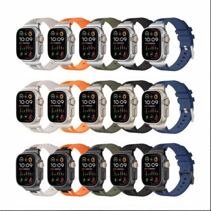 Rynx | For Apple Watch Series 9 45mm Loners Liquid Silicone Watch Strap (Black Green)