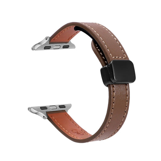 Rynx | For Apple Watch Series 9 41mm Slim Magnetic Buckle Genuine Leather Strap (Solid Coffee)