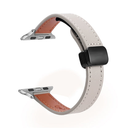 Rynx | For Apple Watch Series 9 41mm Slim Magnetic Buckle Real Leather Watch Band (Simple Grey)