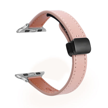 Rynx | For Apple Watch Series 4 44mm Slim Magnetic Buckle Genuine Leather Band (Simple Pink)