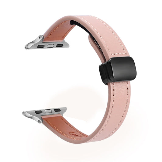 Rynx | For Apple Watch Series 4 44mm Slim Magnetic Buckle Genuine Leather Band (Simple Pink)
