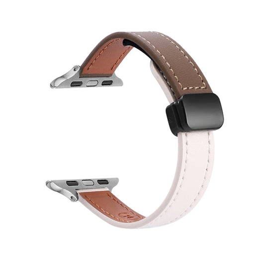 Rynx | For Apple Watch Series 4 44mm Slim Magnetic Closure Genuine Leather Watch Band (Simply Beige Coffee)