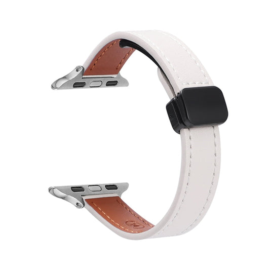 Rynx | For Apple Watch Series 4 40mm Slim Magnetic Buckle Genuine Leather Watch Band (Solid Beige)