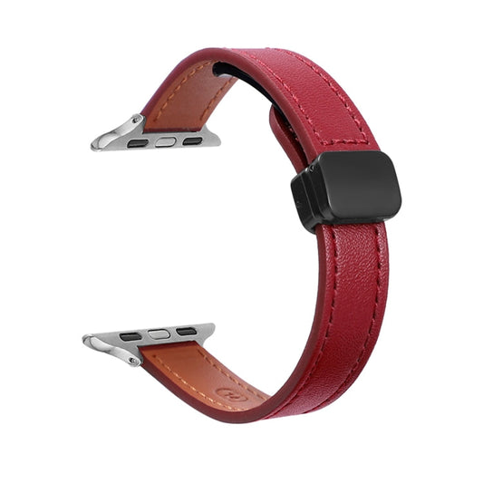 Rynx | For Apple Watch Series 2 42mm Slim Magnetic Closure Genuine Leather Watch Band (Solid Burgundy)