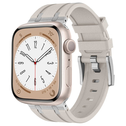 Rynx | For Apple Watch Series 9 45mm Stone Grain Liquid Silicone Band (Silver Starlight)