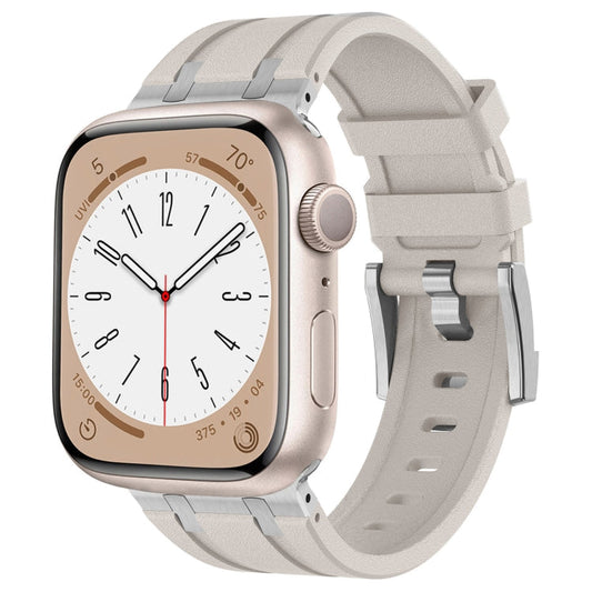 Rynx | For Apple Watch Series 9 45mm Stone Grain Liquid Silicone Band (Silver Starlight)