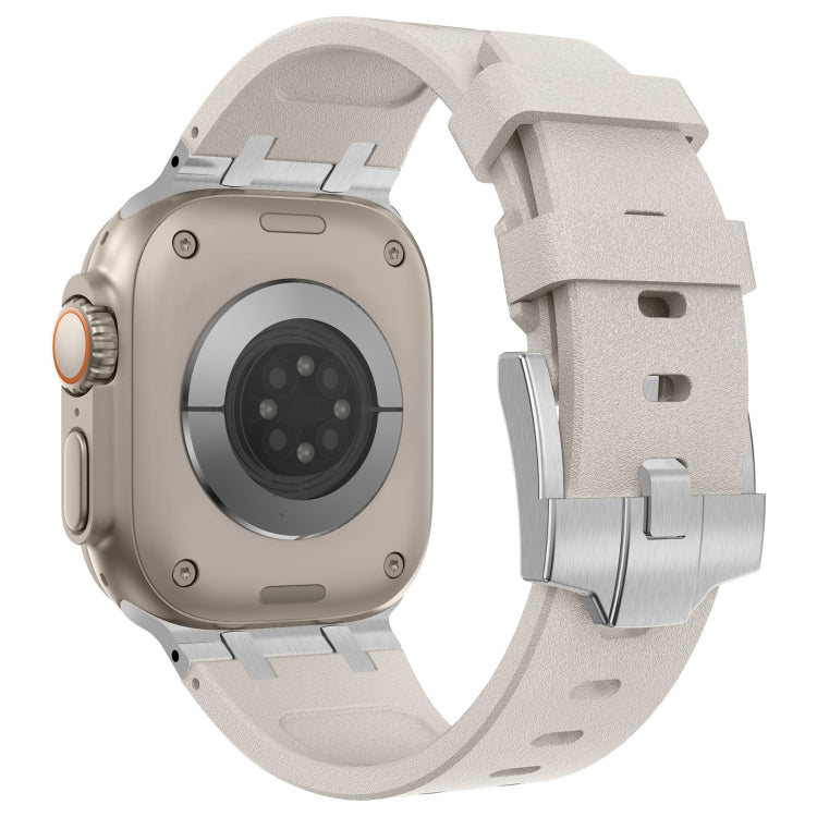 Rynx | For Apple Watch Series 9 45mm Stone Grain Liquid Silicone Band (Silver Starlight)