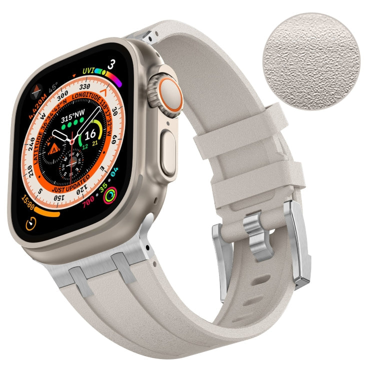 Rynx | For Apple Watch Series 9 45mm Stone Grain Liquid Silicone Band (Silver Starlight)