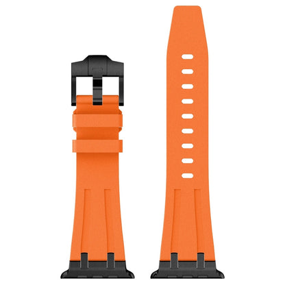 Rynx | For Apple Watch Series 7 45mm Stone Pattern Liquid Silicone Watch Band (Black Orange)