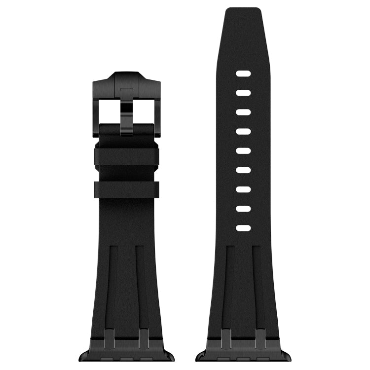 Rynx | For Apple Watch Series 7 45mm Stone Grain Liquid Silicone Watch Band (Black Black)