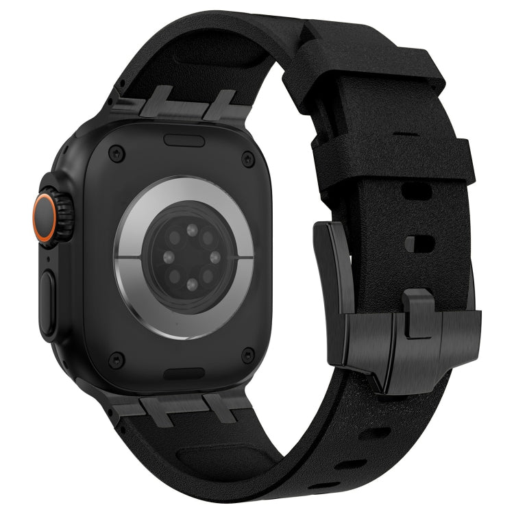 Rynx | For Apple Watch Series 7 45mm Stone Grain Liquid Silicone Watch Band (Black Black)