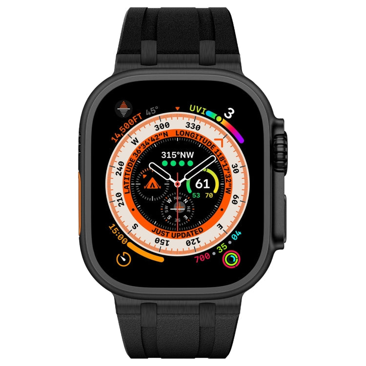 Rynx | For Apple Watch Series 7 45mm Stone Grain Liquid Silicone Watch Band (Black Black)