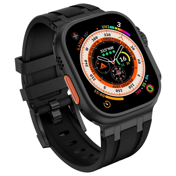 Rynx | For Apple Watch Series 7 45mm Stone Grain Liquid Silicone Watch Band (Black Black)