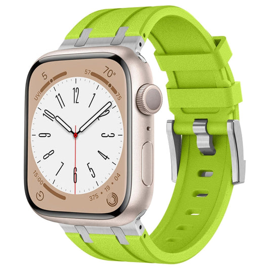 Rynx | For Apple Watch Series 6 44mm Stone Grain Liquid Silicone Watch Band (Silver Green)