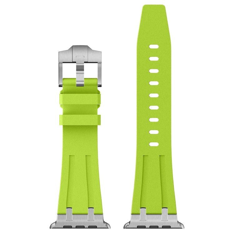 Rynx | For Apple Watch Series 6 44mm Stone Grain Liquid Silicone Watch Band (Silver Green)