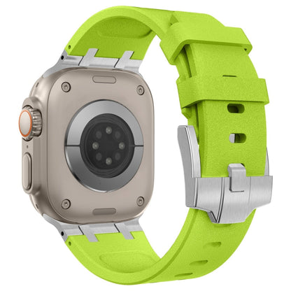 Rynx | For Apple Watch Series 6 44mm Stone Grain Liquid Silicone Watch Band (Silver Green)