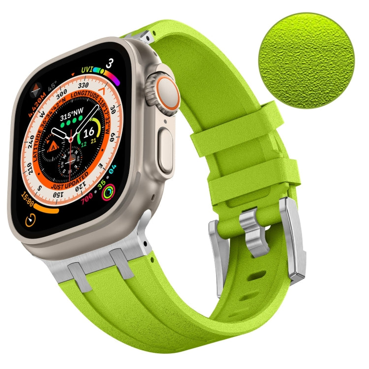 Rynx | For Apple Watch Series 6 44mm Stone Grain Liquid Silicone Watch Band (Silver Green)