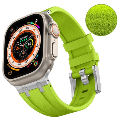 Rynx | For Apple Watch Series 6 44mm Stone Grain Liquid Silicone Watch Band (Silver Green)