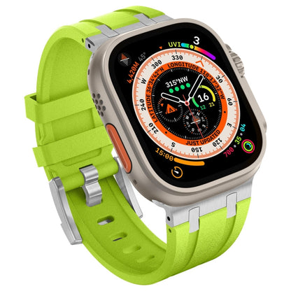 Rynx | For Apple Watch Series 6 44mm Stone Grain Liquid Silicone Watch Band (Silver Green)