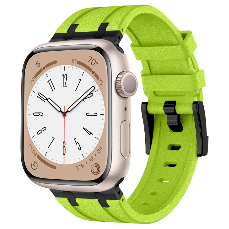 Rynx | For Apple Watch Series 4 44mm Stone Grain Liquid Silicone Watch Strap (Black Green)