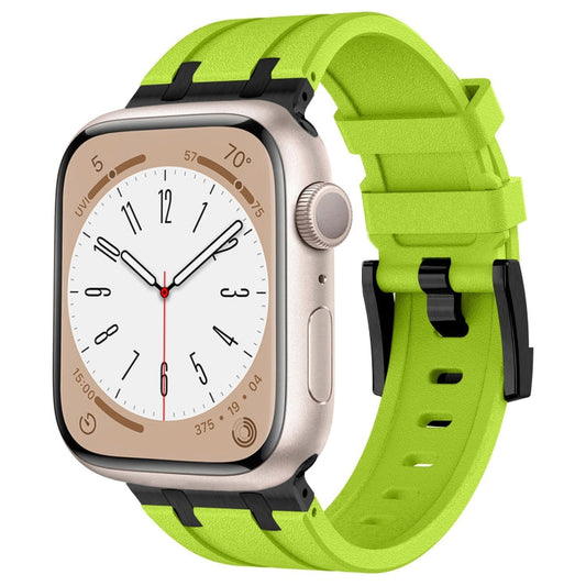 Rynx | For Apple Watch Series 4 44mm Stone Grain Liquid Silicone Watch Strap (Black Green)